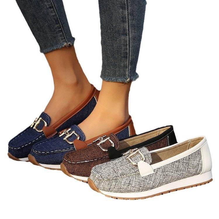 Summer Metal Buckle Flat Casual Pumps - Pasha