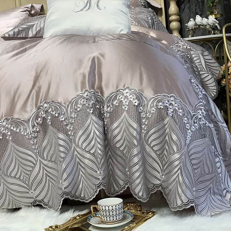 Silk Cotton Bedding Set – European Style & Gold - Pasha