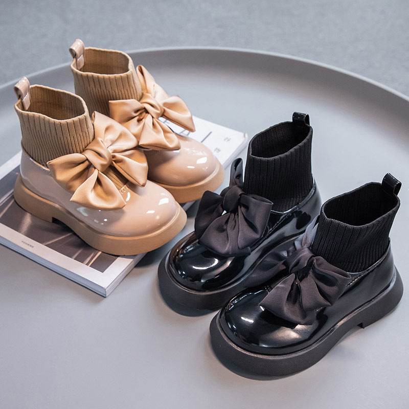 Bow Princess Style Leather Boots for Girls – Perfect Fall & Winter Footwear - Pasha
