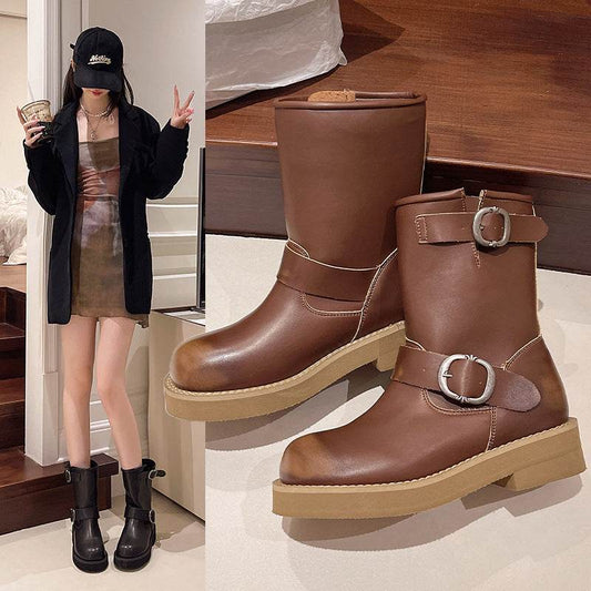 Round Toe Vintage Martin Boots for women - Pasha