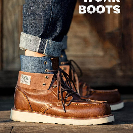 Men's Vintage Work Boots – Rugged & Durable - Pasha