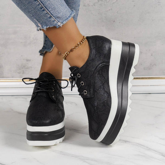 Round Toe Lace-up Platform Shoes for women - Pasha