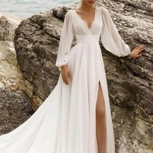 Retro Chiffon Wedding Dress – Romantic & Elegant - Pasha