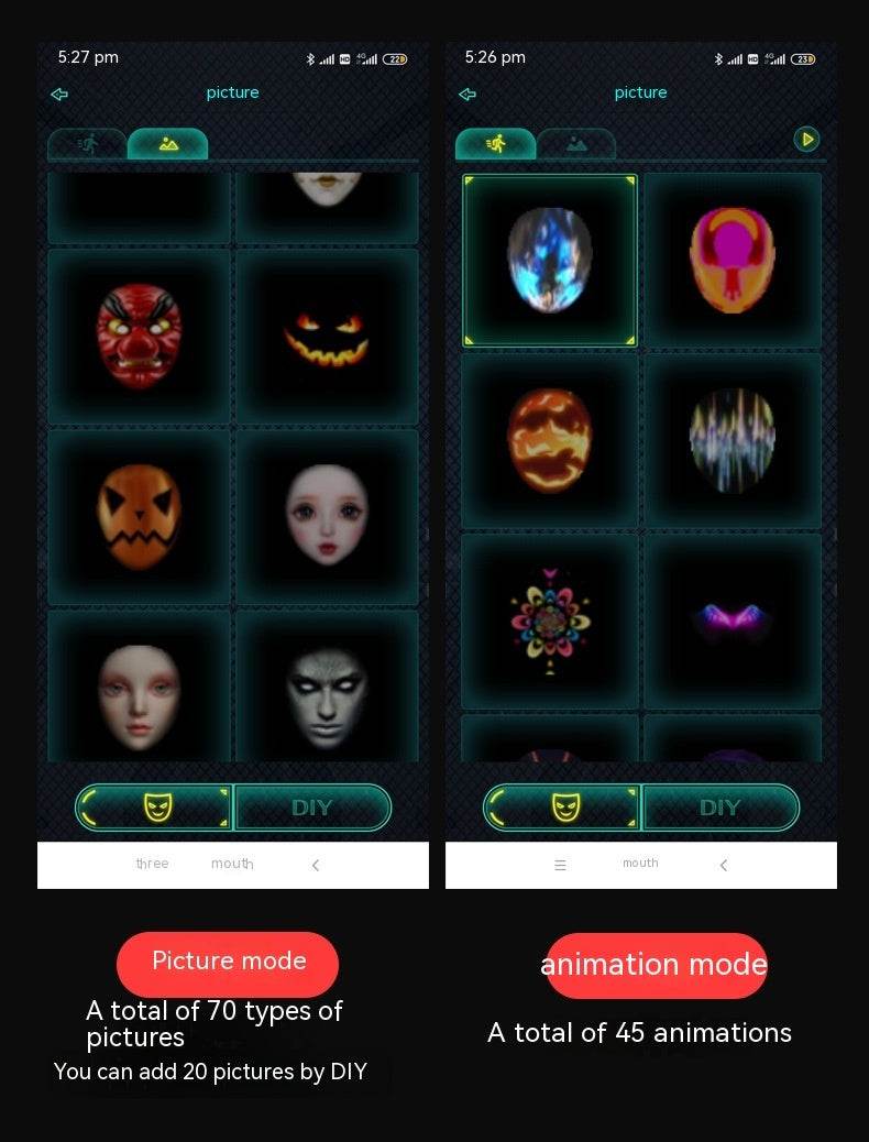 LED Glow Face Mask - Ergonomic Halloween & Party Mask for Unforgettable Celebrations - Pasha