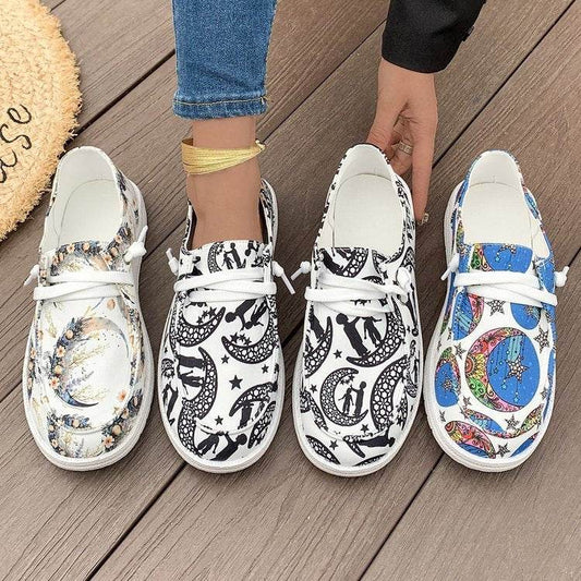 Flat Printed Canvas Shoes for women - Pasha