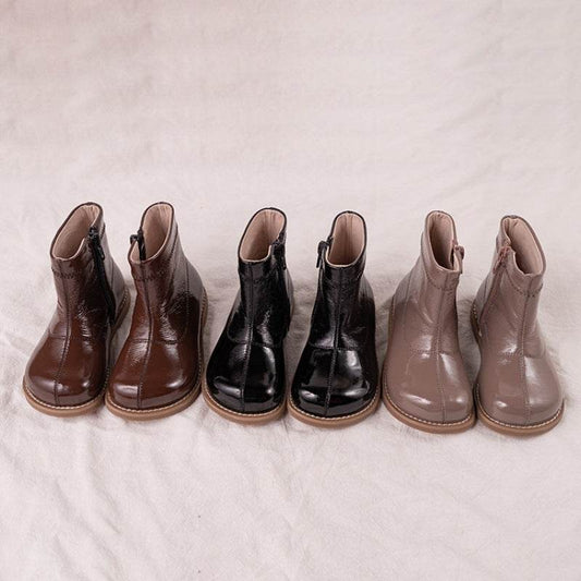 Retro Kids' Boots – Unisex Solid Leather Boots for Boys & Girls with Rubber Sole - Pasha