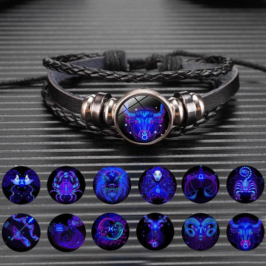 Stylish Constellation Bracelet – Faux Leather Zodiac Charm Wristband - Pasha