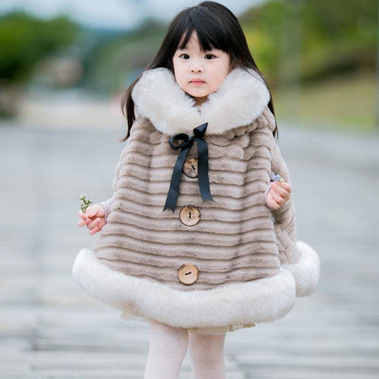 Girls Fashion Plush Warm Thickening Cloak – Stylish and Cozy Outerwear - Pasha