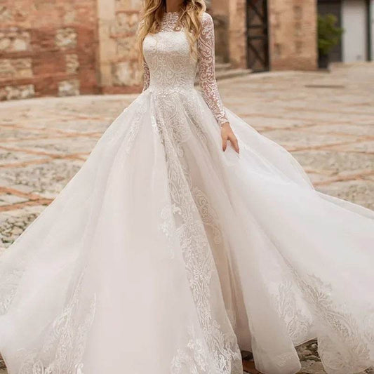 Elegant Long Sleeve Wedding Dress – Exquisite Gown - Pasha