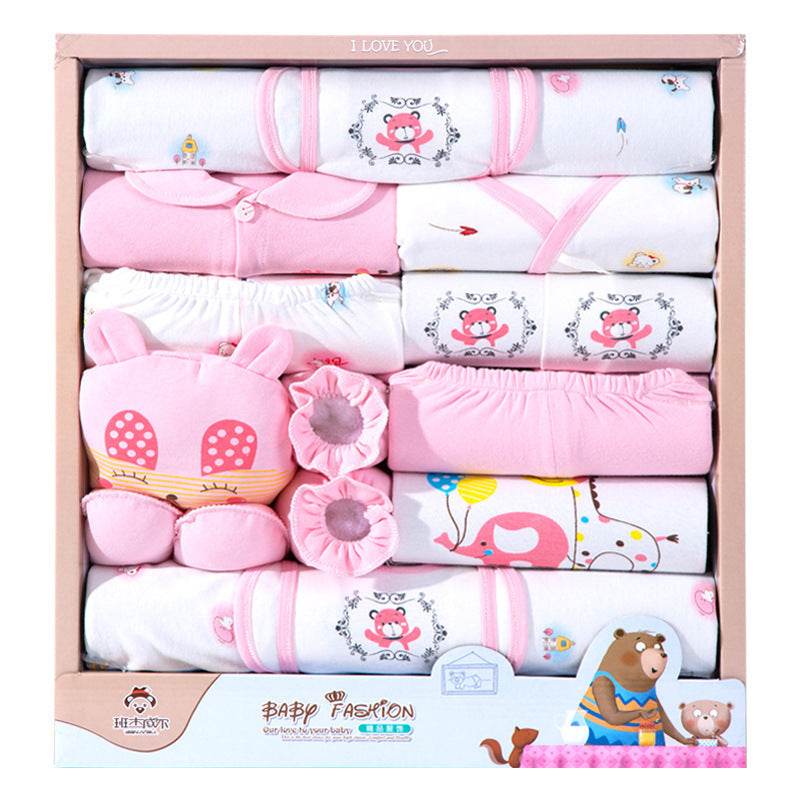 18-Piece Cotton Newborn Gift Set – Baby Clothing with Bibs, Hat, Gloves & More for New Parents - Pasha