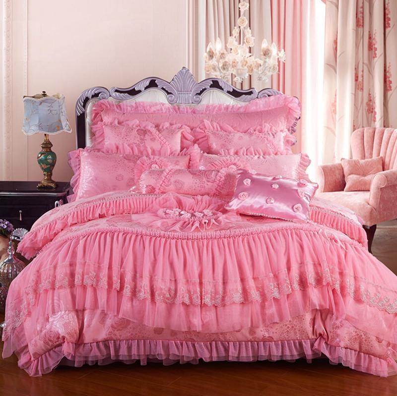 Lace Wedding Bedding Set – Cotton Satin 4-Piece Suite - Pasha