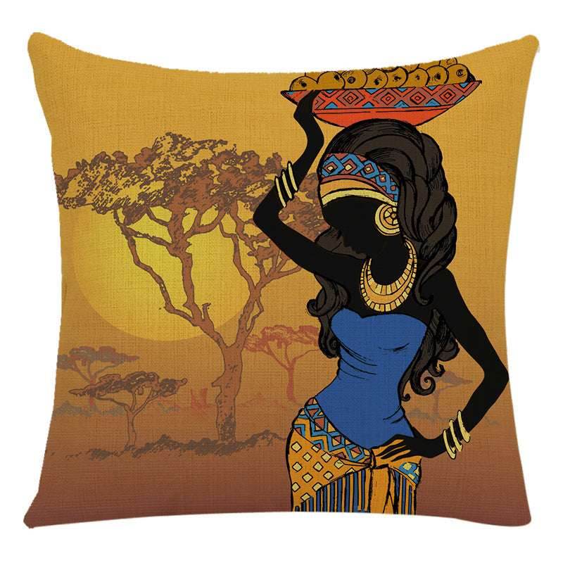 African Woman Pillow Cover-Stylish National Design - Pasha