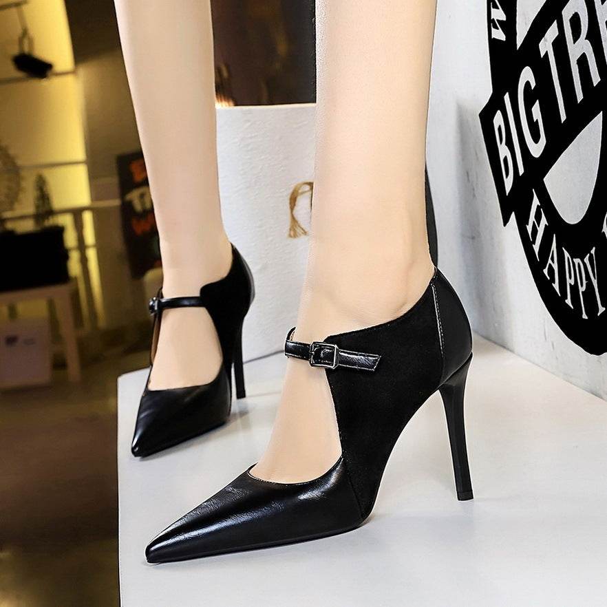Vintage High Heels Stiletto Suede Pointed Toe - Pasha
