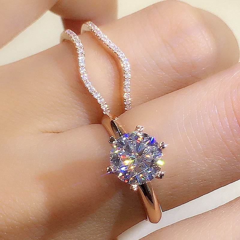 18K Gold Two-in-One Moissanite Ring for Women – Elegant & Versatile Jewelry with Rose Gold, Gold & White Gold - Pasha