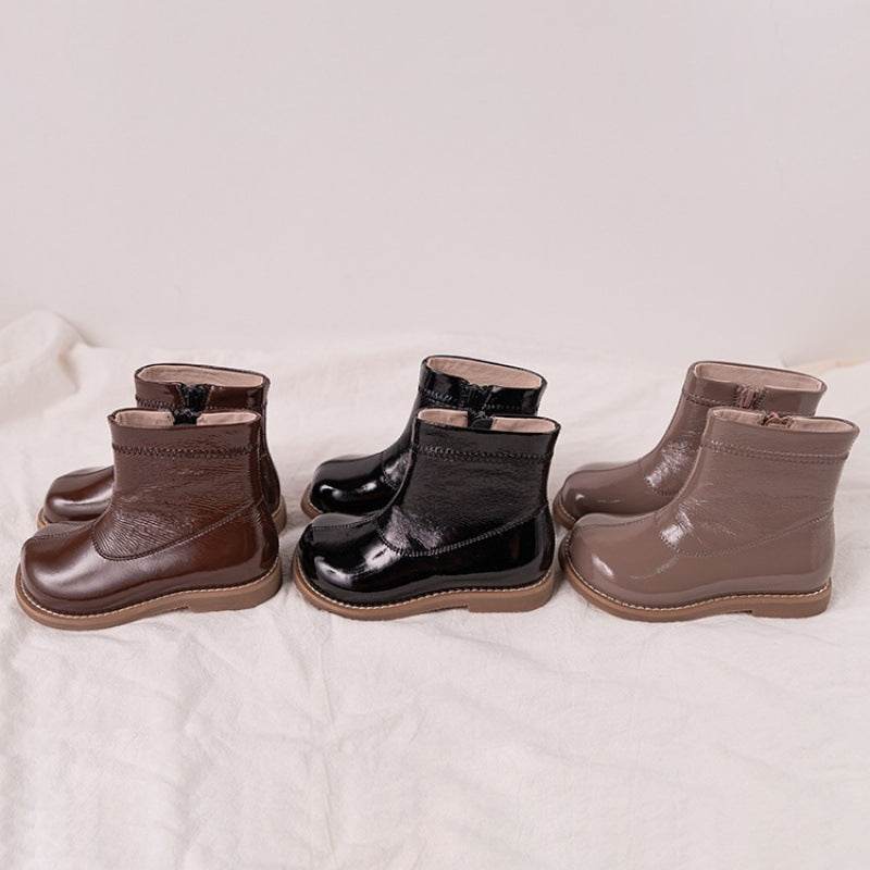Retro Kids' Boots – Unisex Solid Leather Boots for Boys & Girls with Rubber Sole - Pasha