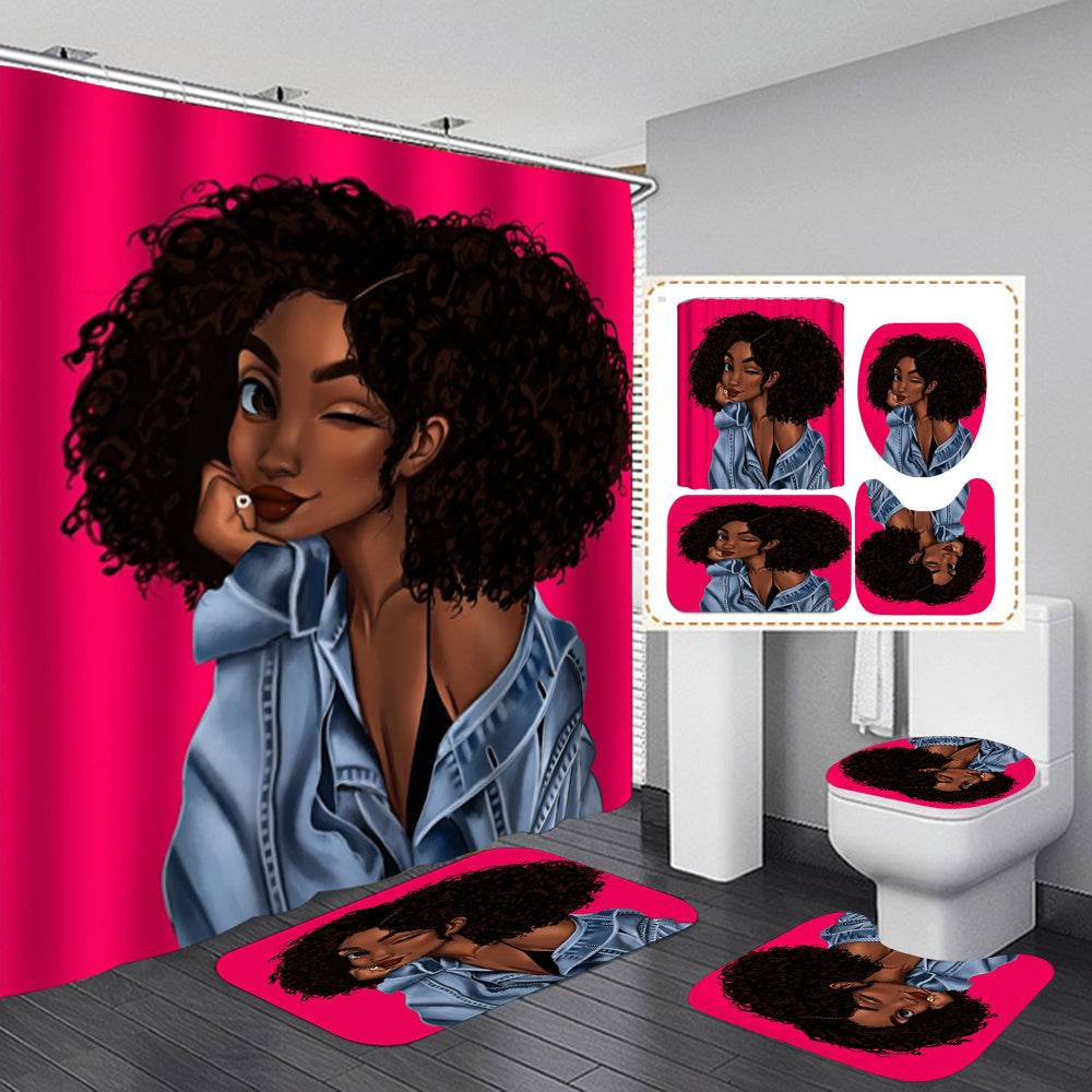 4-Piece Bathroom Set – Waterproof Shower Curtain - Pasha