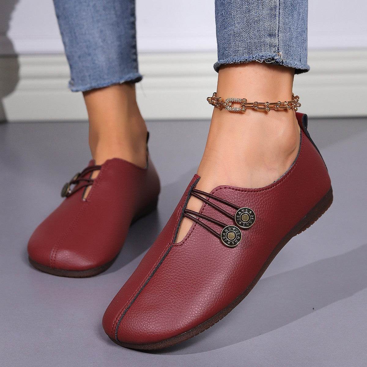 Retro Square Toe Flats Shoes for women - Pasha