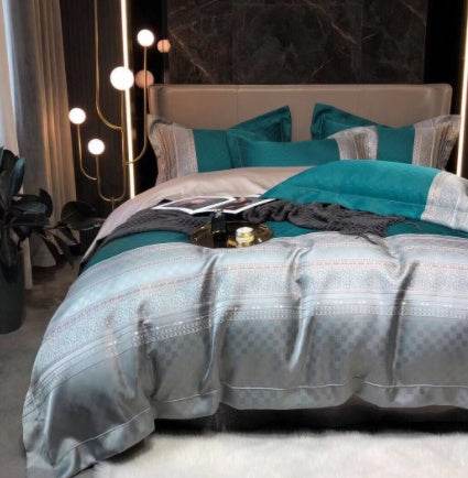 Black Gold Jacquard Bedding – Luxury Cotton Set - Pasha