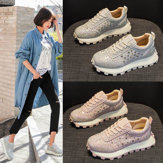 Rhinestone Leather Cortez Pumps for women - Pasha