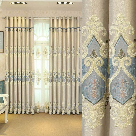European Embroidered Curtains – Crown Mesh Design - Pasha