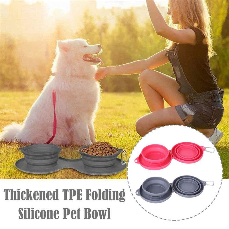 Foldable Rubber Double Bowl for Pets – Ideal for Feeding & Travel - Pasha