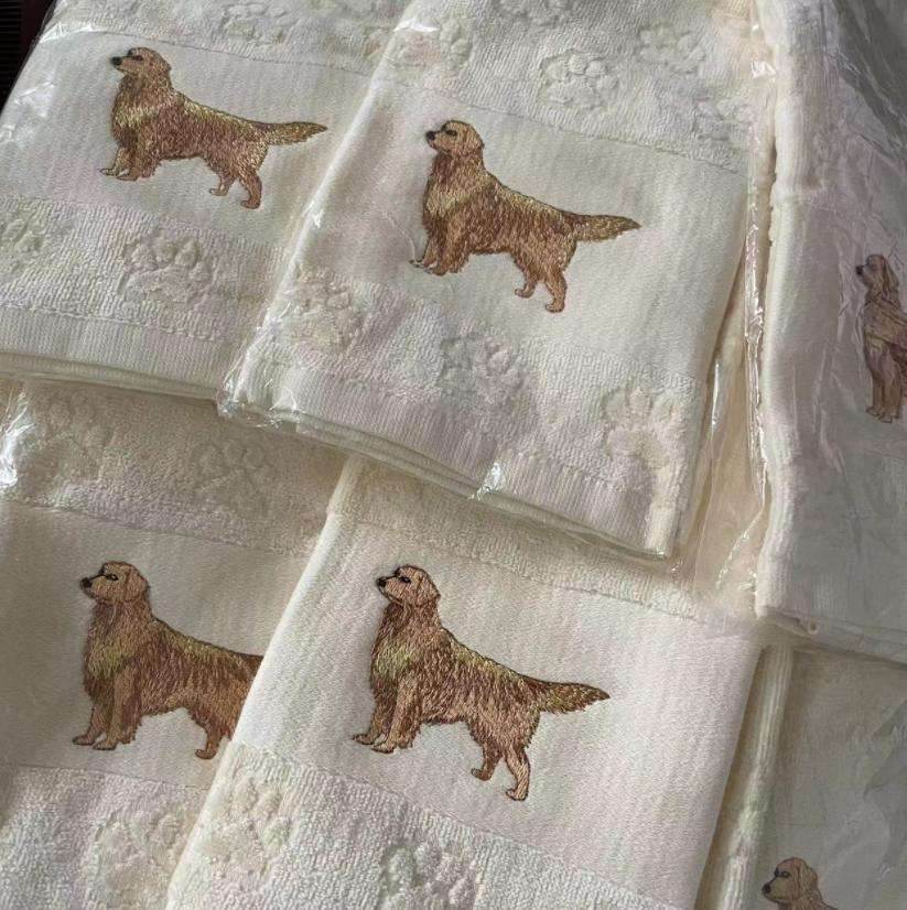 Embroidered Dog Towel – Pure Cotton & Absorbent - Pasha