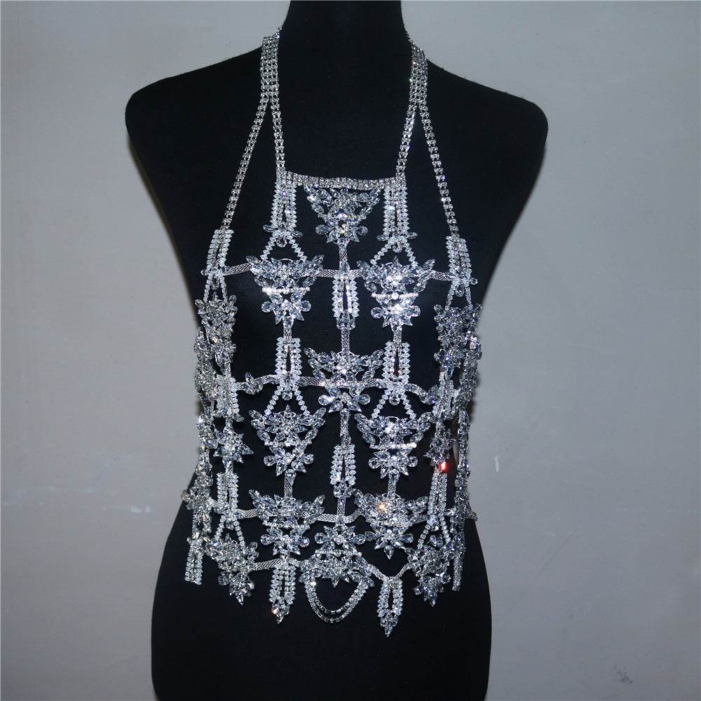 Luxury Full Zircon Body Chain Necklace for Women – Elegant Rhinestone Jewelry with Silver Plating - Pasha