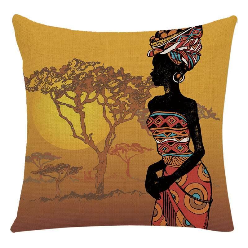 African Woman Pillow Cover-Stylish National Design - Pasha
