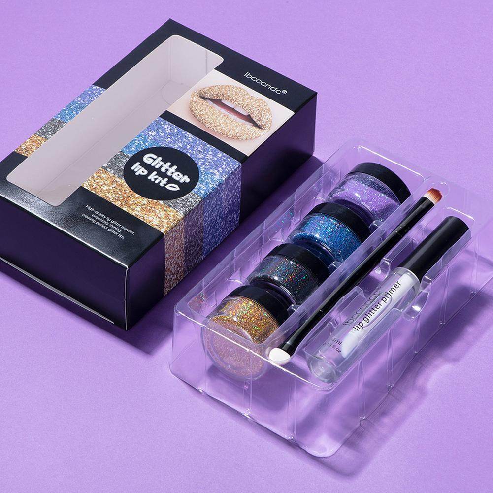 Glitter Lip Gloss Kit – Waterproof, Long-lasting Lipstick with Lip Primer and Lip Tint - Pasha