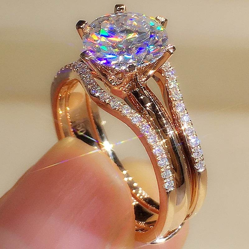18K Gold Two-in-One Moissanite Ring for Women – Elegant & Versatile Jewelry with Rose Gold, Gold & White Gold - Pasha