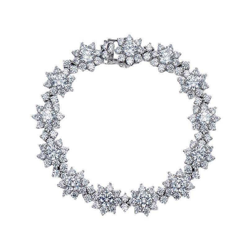 Inlaid Sunflower S925 Silver Bracelet with Sparkling Artificial Diamonds – Elegant Unisex Jewelry - Pasha