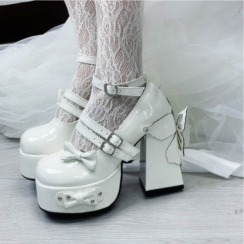 Extreme Round Toe Patent Leather Platform Chunky High Heels for women - Pasha