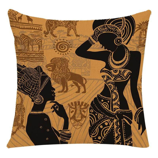 African Woman Pillow Cover-Stylish National Design - Pasha