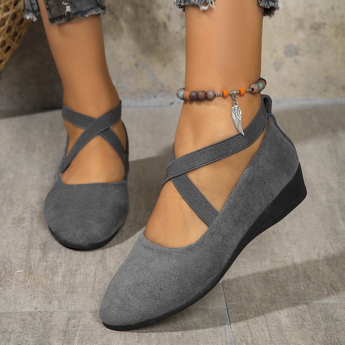Plus Size Pointed Toe Wedge Casual Pumps for Women - Pasha