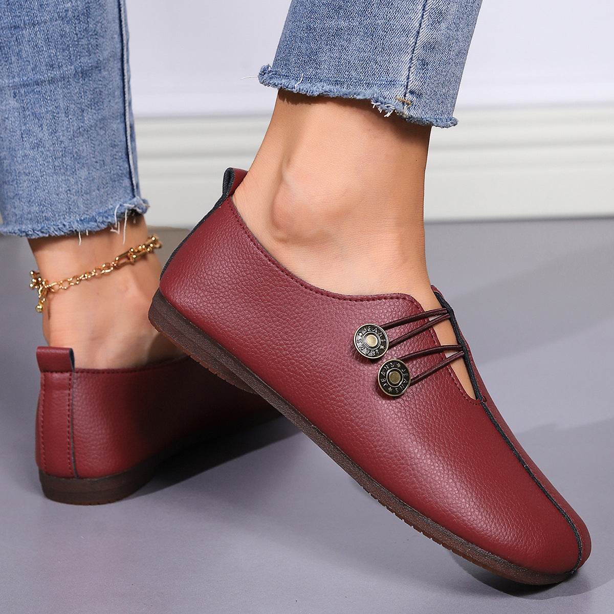 Retro Square Toe Flats Shoes for women - Pasha
